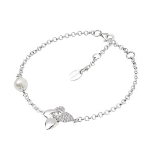 Bratara argint cu perla naturala si fluturas cu pietre DiAmanti SK18453B_W-G (Argint 925‰ 3,45 g.)